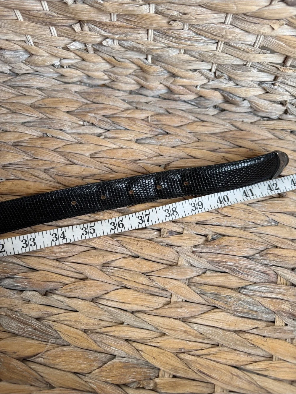 Men's Black Textured Genuine Lizard Belt with Silver Buckle
